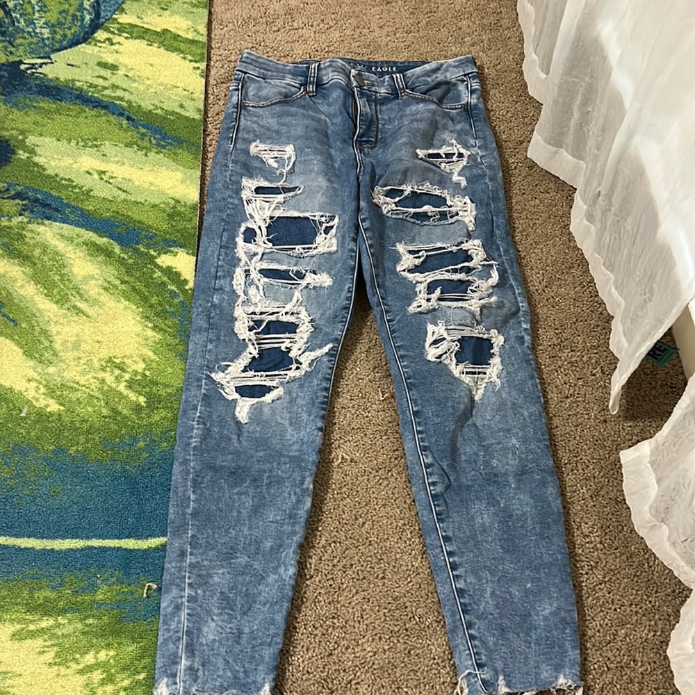 American Eagle Curvy Hi-Rise Jegging Acid-wash - Ripped